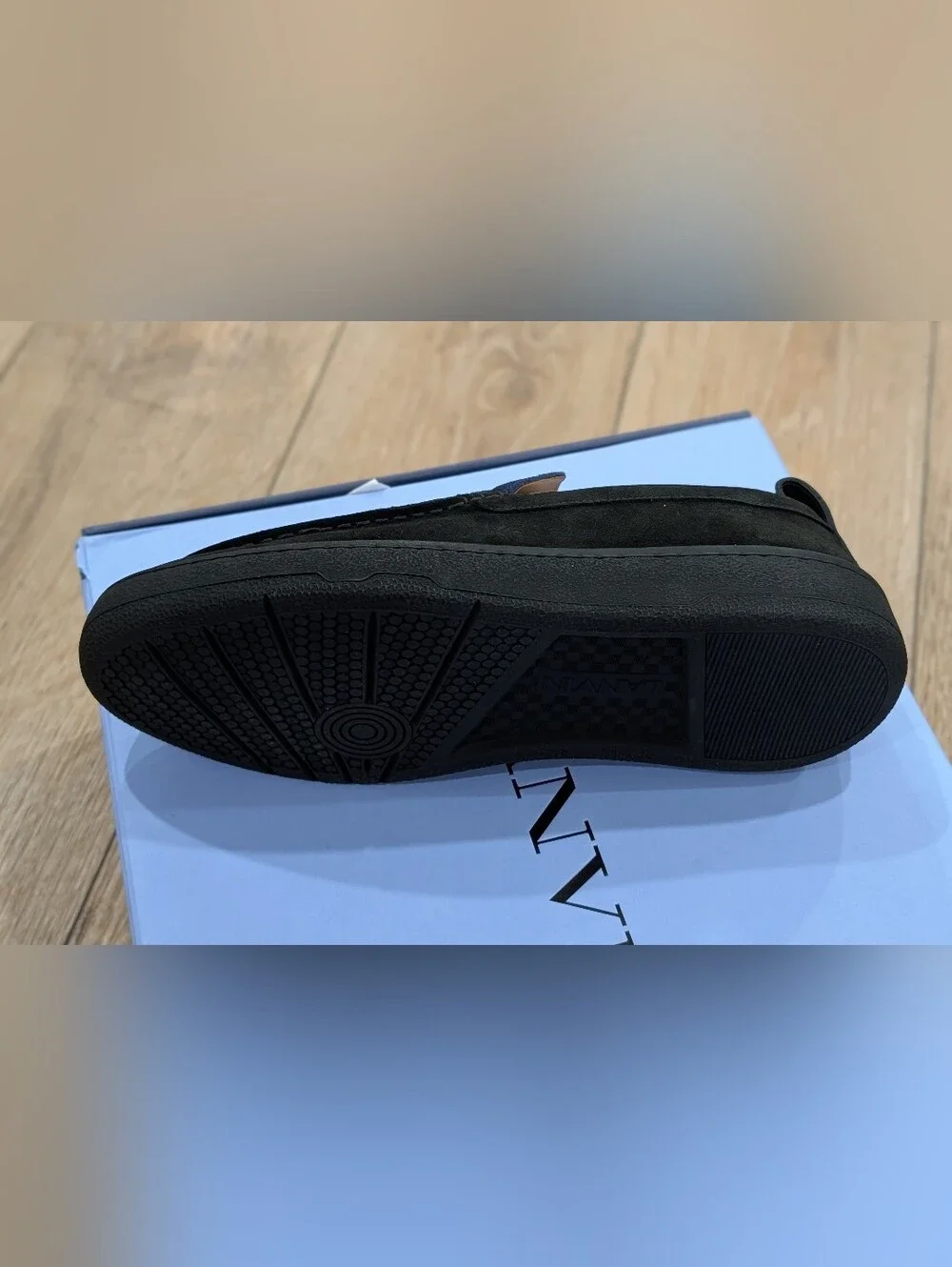 $690 Mens Lanvin Croco-Embossed Suede Low-Top Sneakers Navy UK 9 US 10